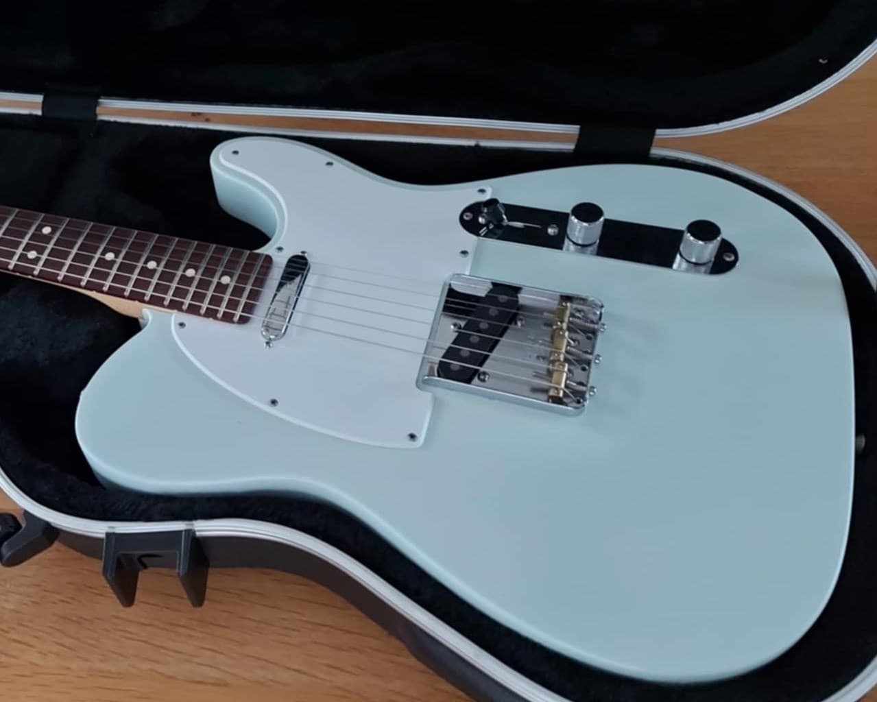 2019 Fender American Performer Telecaster Satin Sonic Blue with SKB Case - Image 1